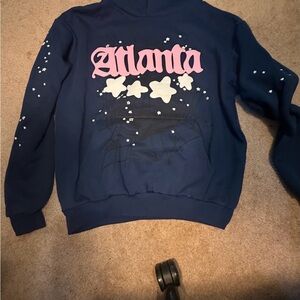 Navy Blue Atlanta Hoodie with Pink and White Stars